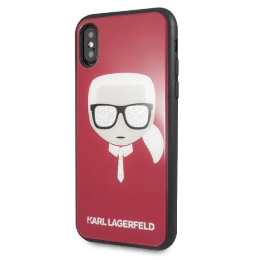 Karl Lagerfeld Iconic Glitter Karl`s Head iPhone X / Xs tok - Piros - 2
