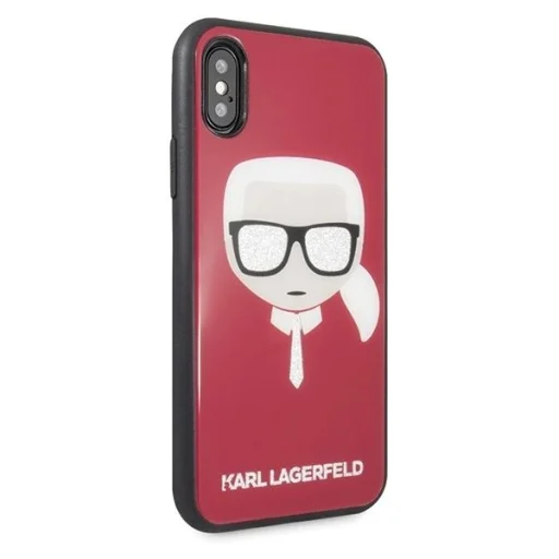 Karl Lagerfeld Iconic Glitter Karl`s Head iPhone X / Xs tok - Piros - 5