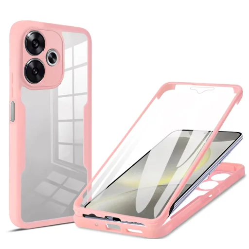  Techsuit - ColorVerse 360 sorozat + képernyővédő - Xiaomi Poco F6 - Rózsaszín tok - 1