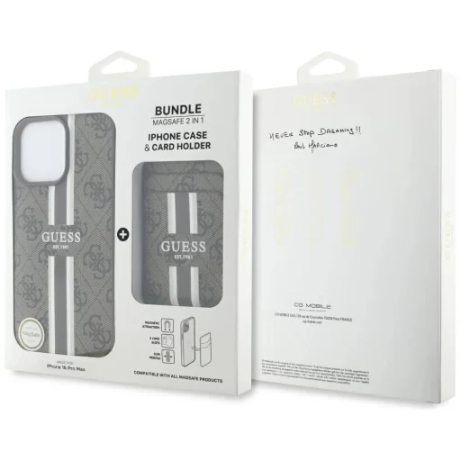  iPhone 16 Pro Max barna Guess 4G Stripes tok Magsafe pénztárcával - 6