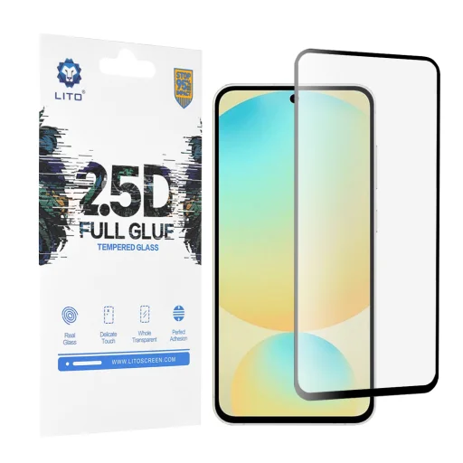  Lito - 2.5D Teljesragasztású Üveg - Samsung Galaxy S24 FE - Fekete üvegfólia - 1