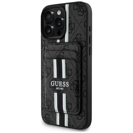 iPhone 16 Pro Max fekete Guess 4G Stripes tok Magsafe pénztárcával - 1