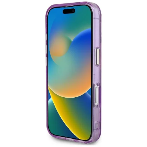  iPhone 16 Lila Guess Glitter Flowers Triangle Buttons MagSafe tok - 5