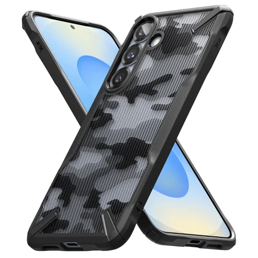  Ringke - Fusion X Design - Samsung Galaxy S25 Plus - Fekete Terepmintás tok - 2