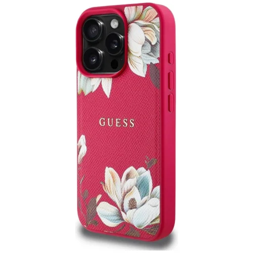 iPhone 16 Pro Max Fukszia Guess Grained Printed Flower Pattern MagSafe tok - 2