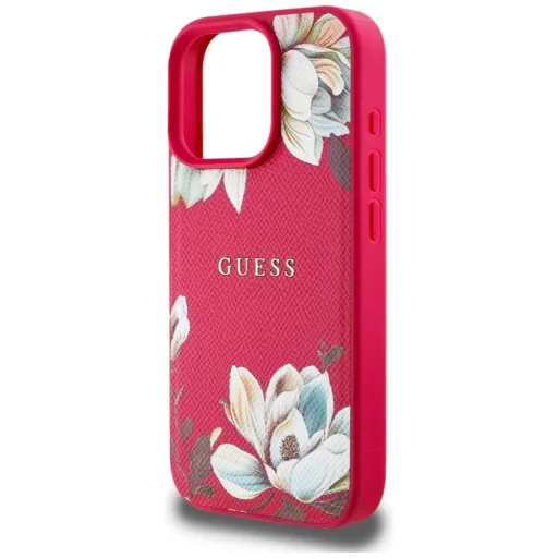  iPhone 16 Pro Max Fukszia Guess Grained Printed Flower Pattern MagSafe tok - 6