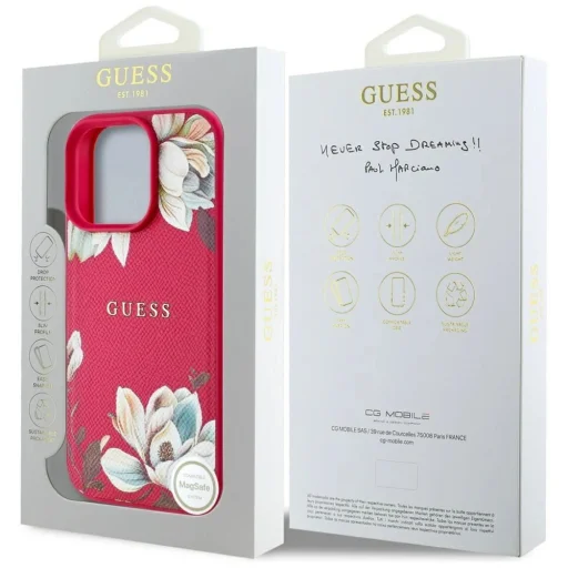  iPhone 16 Pro Max Fukszia Guess Grained Printed Flower Pattern MagSafe tok - 8