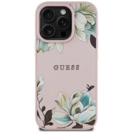  iPhone 16 Pro Max Rózsaszín Guess Grained Printed Flower Pattern MagSafe tok - 3