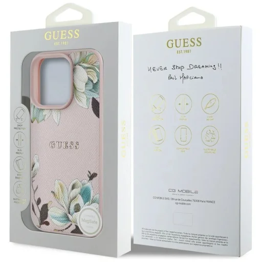  iPhone 16 Pro Max Rózsaszín Guess Grained Printed Flower Pattern MagSafe tok - 8