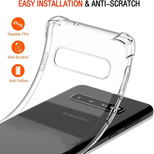 Techsuit - Ütésálló áttetsző szilikon tok - Samsung Galaxy S10 - Áttetsző - 5