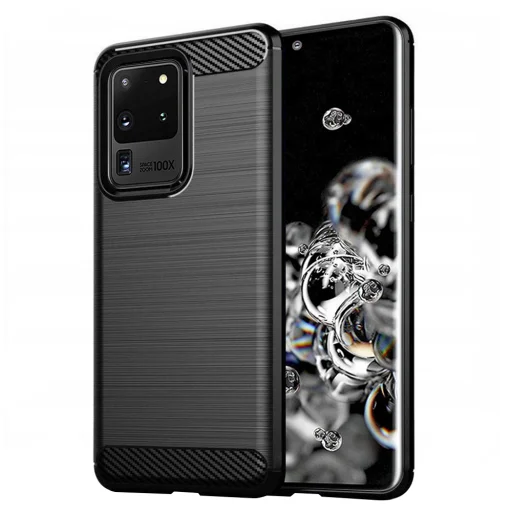  Techsuit - Karbon Szilikon - Samsung Galaxy S20 Ultra 4G / S20 Ultra 5G - Fekete tok - 1