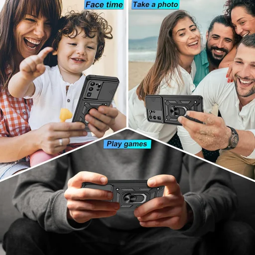  Techsuit - CamShield Sorozat - Samsung Galaxy S20 Ultra 4G / S20 Ultra 5G - Fekete tok - 5