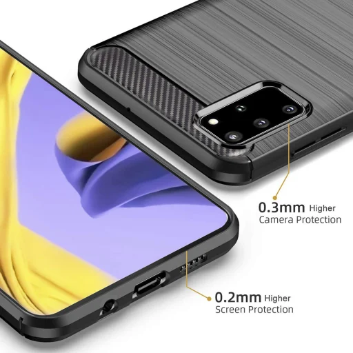  Techsuit - Karbonszilikon - Samsung Galaxy S20 Plus 4G / S20 Plus 5G - Fekete tok - 6