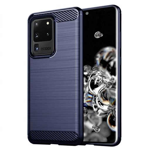  Techsuit - Karbon Szilikon - Samsung Galaxy S20 Ultra 4G / S20 Ultra 5G - Kék tok - 1