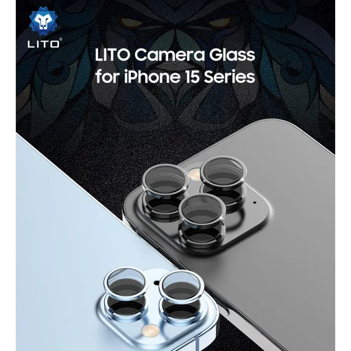  Lito - S+ Kamera Üvegvédő - iPhone 15 / iPhone 15 Plus - Kék üvegfólia - 2