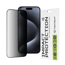  Techsuit - 111D Teljes Ragasztású Adatvédelmi Fólia - iPhone 15 Pro - Fekete üvegfólia