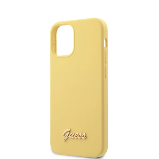 iPhone 12 mini Guess GUHCP12SLSLMGYE Metal Logo szilikon tok sárga - 6