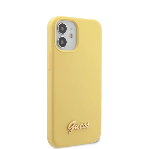 iPhone 12 mini Guess GUHCP12SLSLMGYE Metal Logo szilikon tok sárga - 2