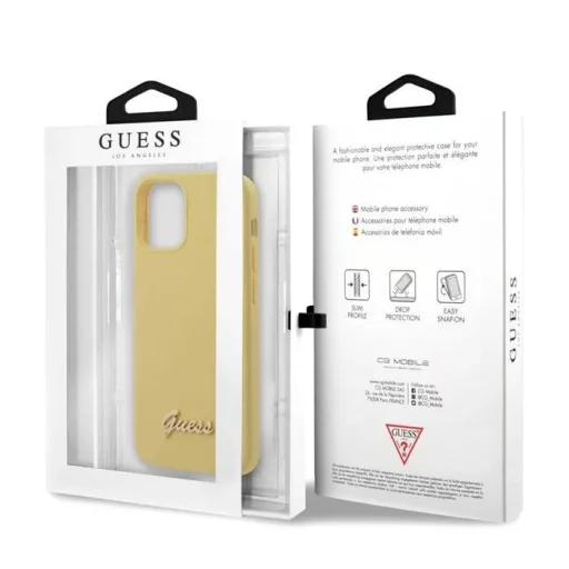 iPhone 12 Pro MAX Guess GUHCP12SLSLMGYE Metal Logo szilikon tok sárga - 3