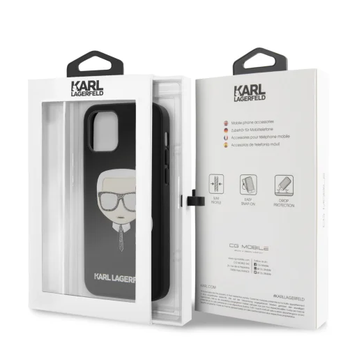 iPhone 12/ 12 Pro Karl Lagerfeld KLHCP12MGLBK Glitter Head tok fekete - 10