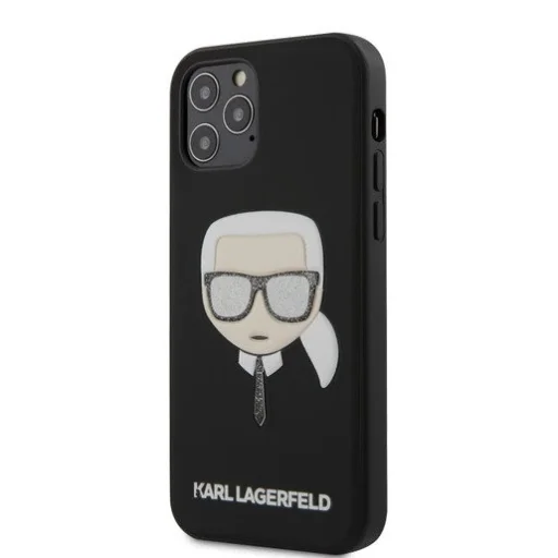 iPhone 12 Pro MAX fekete Karl Lagerfeld KLHCP12SGLBK Glitter Head tok - 1