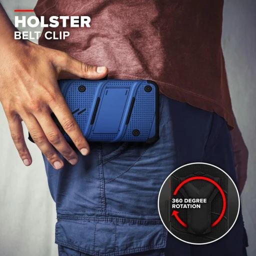 Zizo Bolt katonai minősítésű ütésálló tok iPhone 12 Mini övcsipesszel + üvegfólia kék-fekete - 7