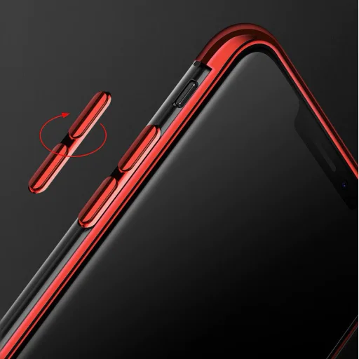 Clear Color Electroplating TPU gél tok iPhone XS / iPhone X piros - 12