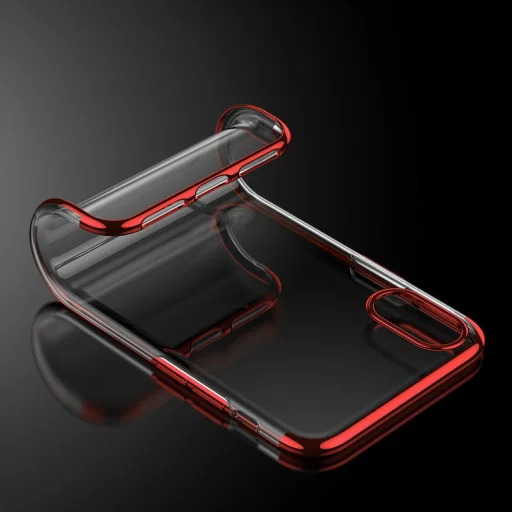 Clear Color Electroplating TPU gél tok iPhone XS / iPhone X piros - 16