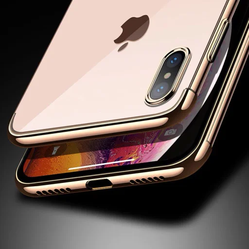 Clear Color Electroplating TPU gél tok iPhone XS / iPhone X piros - 3