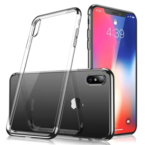 Clear Color Electroplating TPU gél tok iPhone X/ XS fekete - 1