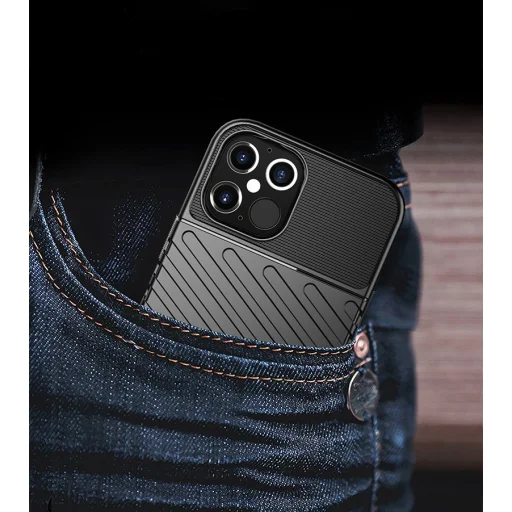 iPhone 12 Pro MAX Thunder fokozott védelmet biztosító flexibilis TPU tok fekete - 9
