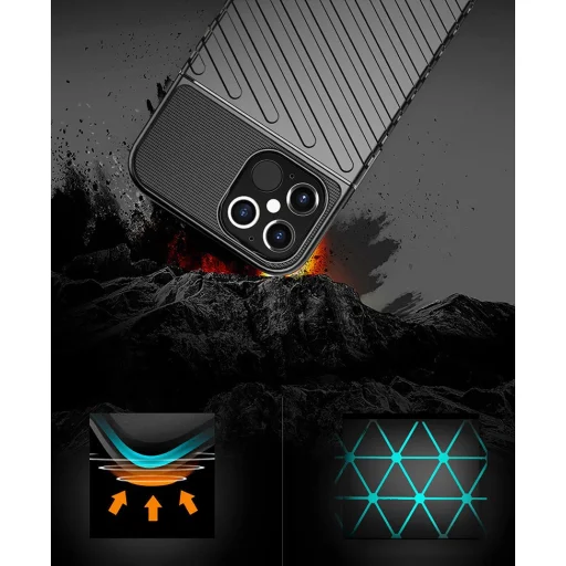 iPhone 12 Pro MAX Thunder fokozott védelmet biztosító flexibilis TPU tok fekete - 5