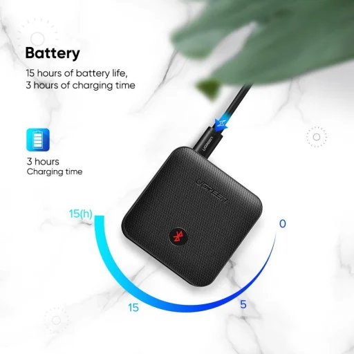 Ugreen Vezeték nélküli bluetooth 5.0 audio adapter AUX aptX 3.5mm mini jack fekete (70158) - 6