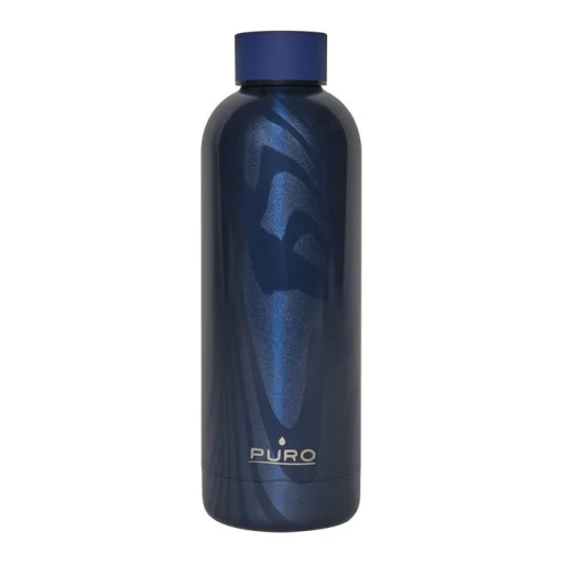 Puro Hot-Cold Thermal rozsdamentes acél vizesüveg, kulacs 500ml (Optic - Stripe Dark Blue) - 1
