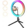 Blitzwolf 25cm körfény, ringlight LED RGB asztali és tripod telefontartóval fekete (BW-SL5) thumbnail