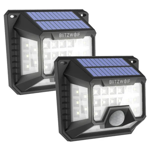 Blitzwolf BW-OLT3 kültéri napelemes 2xLED lámpa mozgásérzékelővel fekete - 1