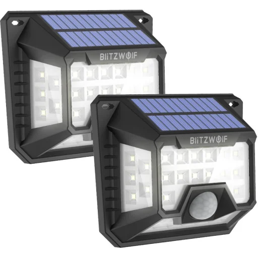 Blitzwolf BW-OLT3 kültéri napelemes 2xLED lámpa mozgásérzékelővel fekete - 2