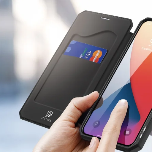 iPhone 12 Pro MAX Dux Ducis Skin X fliptok fekete - 4