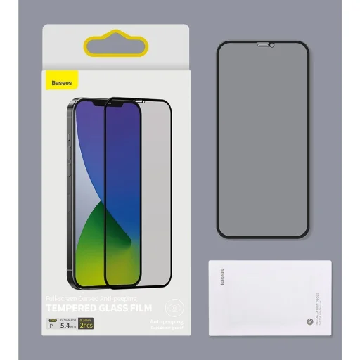 Baseus 2x 0.3 mm 9H Anti-Spy kijelzővédő üvegfólia iPhone 12 Pro MAX fekete (SGAPIPH67N-TG01) - 14