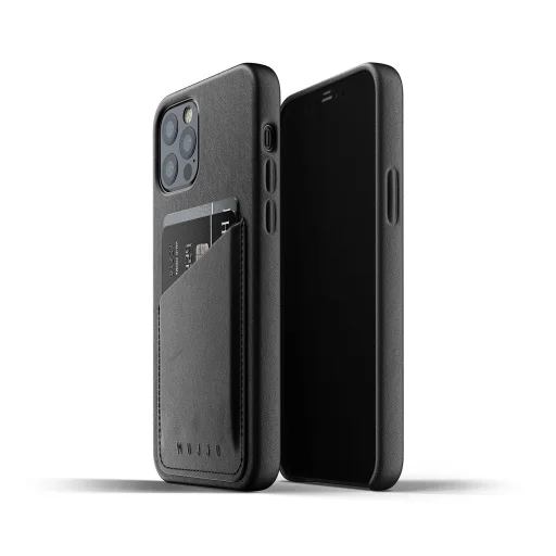 Mujjo Valódi bőr tok kártyatartóval iPhone 12/ 12 Pro fekete - 1