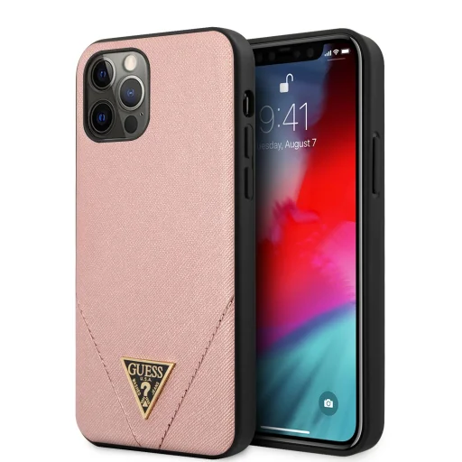 Guess Saffiano V Stitch GUHCP12MVSATMLPI iPhone 12/ 12 Pro pink - 2