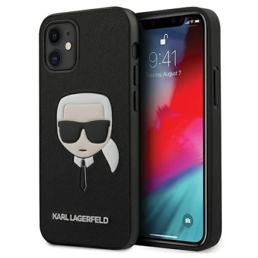 Karl Lagerfeld KLHCP12MSAKHBK Saffiano Head tok iPhone 12/ 12 Pro fekete - 1
