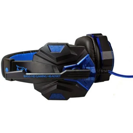 Gaming Headset LED V8, fejhallgató mikrofonnal fekete/kék - 2