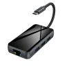 Hoco HB16 Easy Expand 6 in 1 Type-C HUB adapter 3xUSB 3.0/ HDMI/ Type-C PD/ RJ45 csatlakozók szürke thumbnail