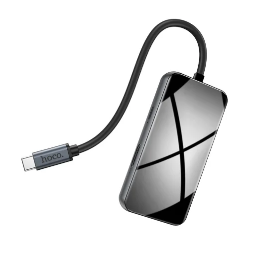 Hoco HB16 Easy Expand 6 in 1 Type-C HUB adapter 3xUSB 3.0/ HDMI/ Type-C PD/ RJ45 csatlakozók szürke - 1