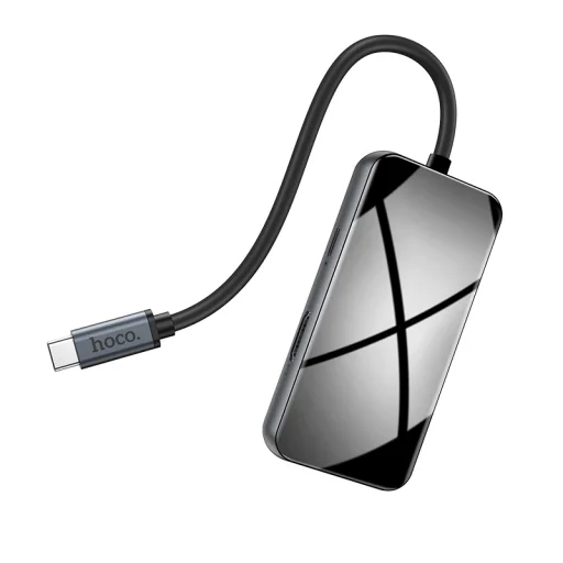 Hoco HB16 Easy Expand 6 in 1 Type-C HUB adapter 3xUSB 3.0/ HDMI/ Type-C PD/ RJ45 csatlakozók szürke - 9