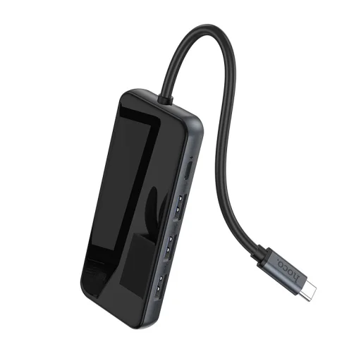 Hoco HB15 Easy Show 5 in 1 Type-C HUB adapter 3xUSB 3.0/ HDMI/ Type-C PD csatlakozók szürke - 3