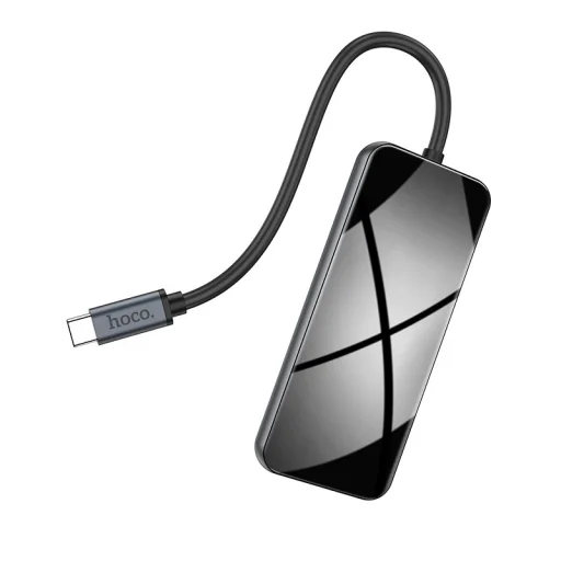 Hoco HB15 Easy Show 5 in 1 Type-C HUB adapter 3xUSB 3.0/ HDMI/ Type-C PD csatlakozók szürke - 5