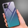 Gradient 9H üveghátlapú tok szilikon kerettel iPhone 12/ 12 Pro zöld/ lila thumbnail