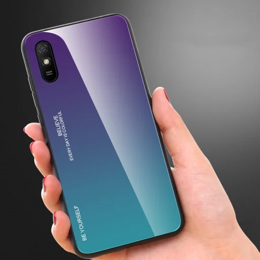 Gradient 9H üveghátlapú tok szilikon kerettel Xiaomi Redmi 9A pink - 6